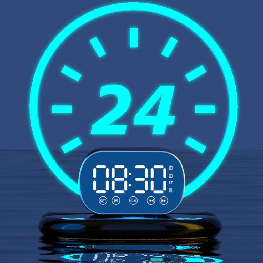 Rechargeable Bluetooth Speaker HD Mirror Display Music Player LED Digital Alarm Clock Office