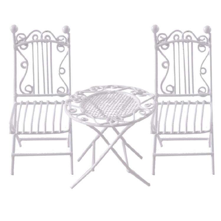 Миниатюрная кукольная мебель Железный стол и стул Набор Модель Фигурка для рукоделия Садовая сцена бистро для демонстрации