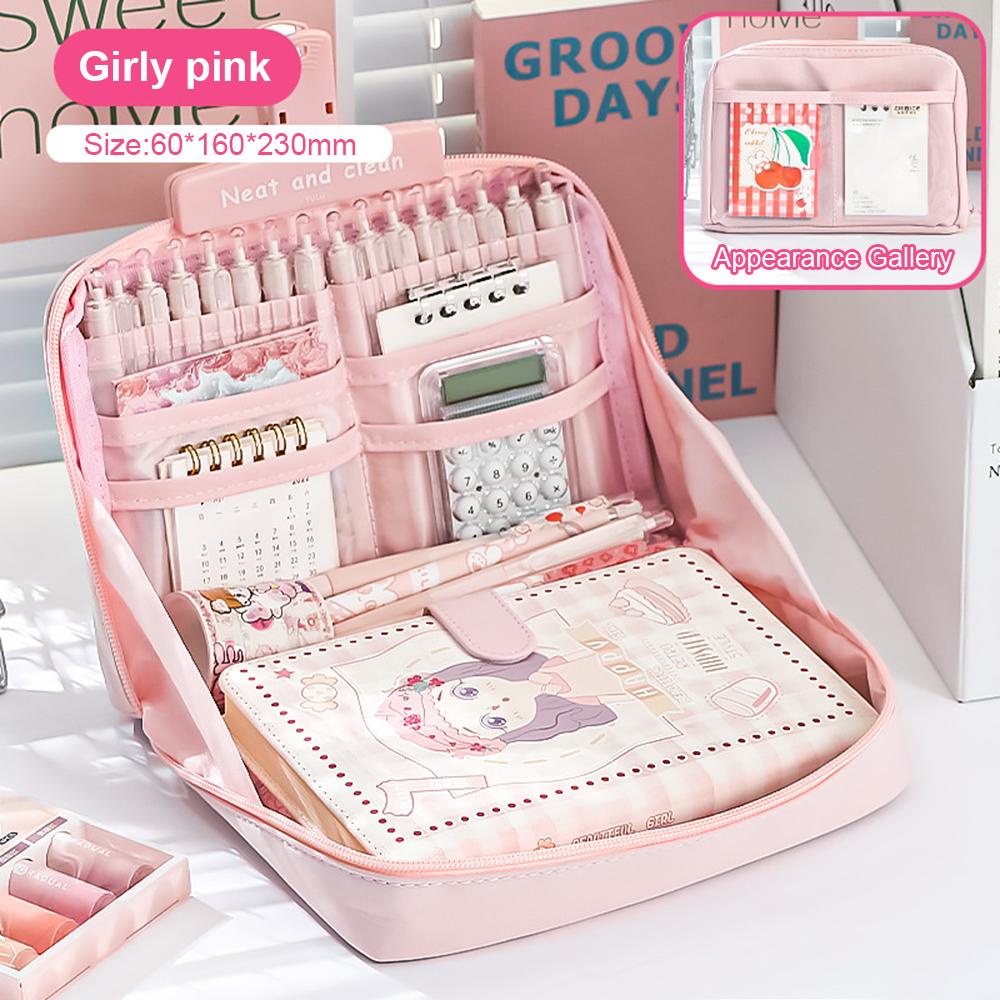 Большой вместительный пенал с пандой, эстетичный холст, симпатичная сумка для ручек, многофункциональное портативное хранилище для студентов, косметичка с высокой косметикой