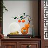 Aris & Juno Chinese Lucky Copper Calabash Statue with Jade Pingan Buckle - 13.7" Feng Shui Decor for Wealth & Fortune