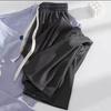 Summer Casual Pants Elastic High Waist Adjustable Drawstring Long Trousers Solid Color Pleated Straight Wide Leg Pants