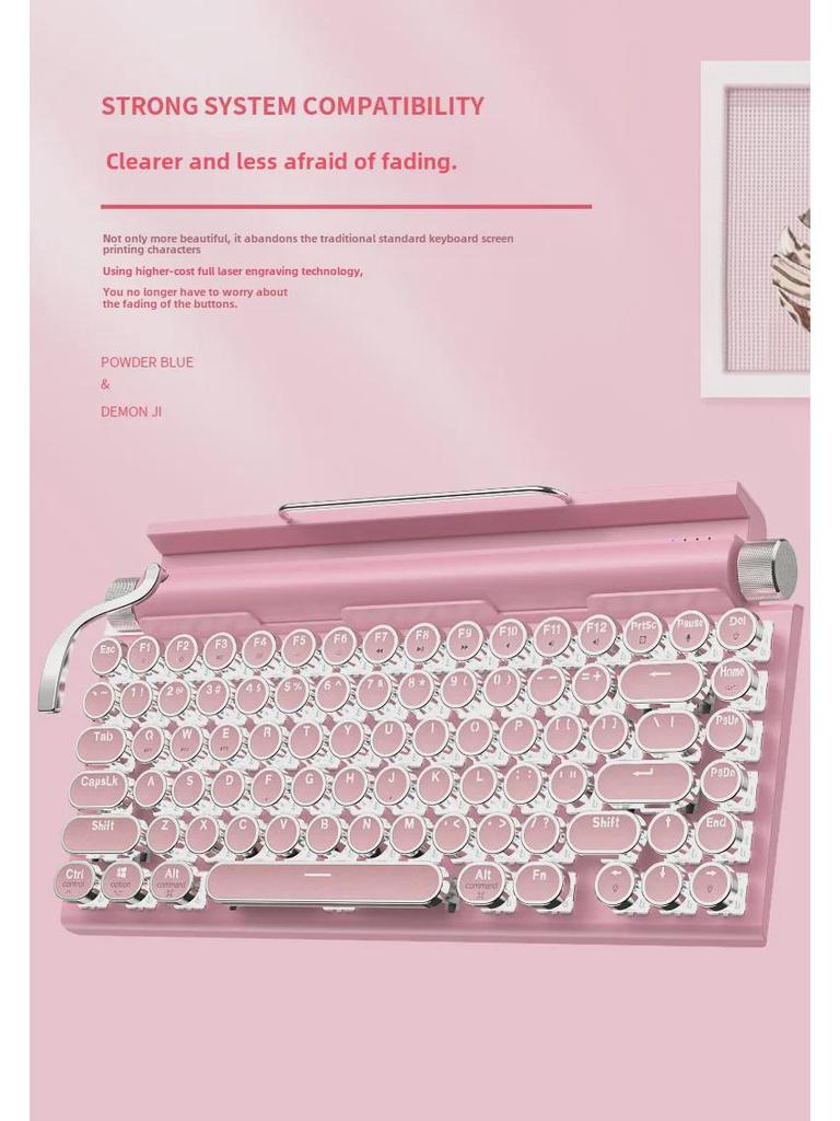 Wireless Retro Steampunk Mechanical Typewriter Keyboard for Mobile Phones & Tablets