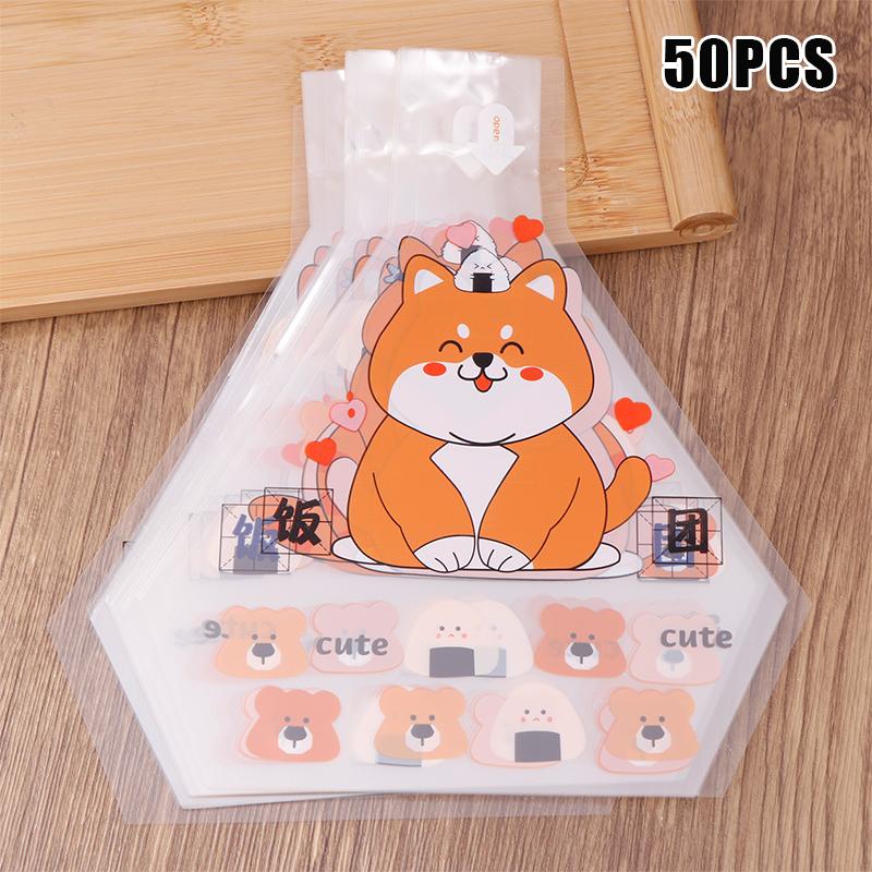 50 шт., симпатичный мультяшный треугольный пакет для упаковки рисовых шариков, сумка для суши с водорослями, аксессуары для суши-бенто, сумка для суши с рисовыми шариками из водорослей