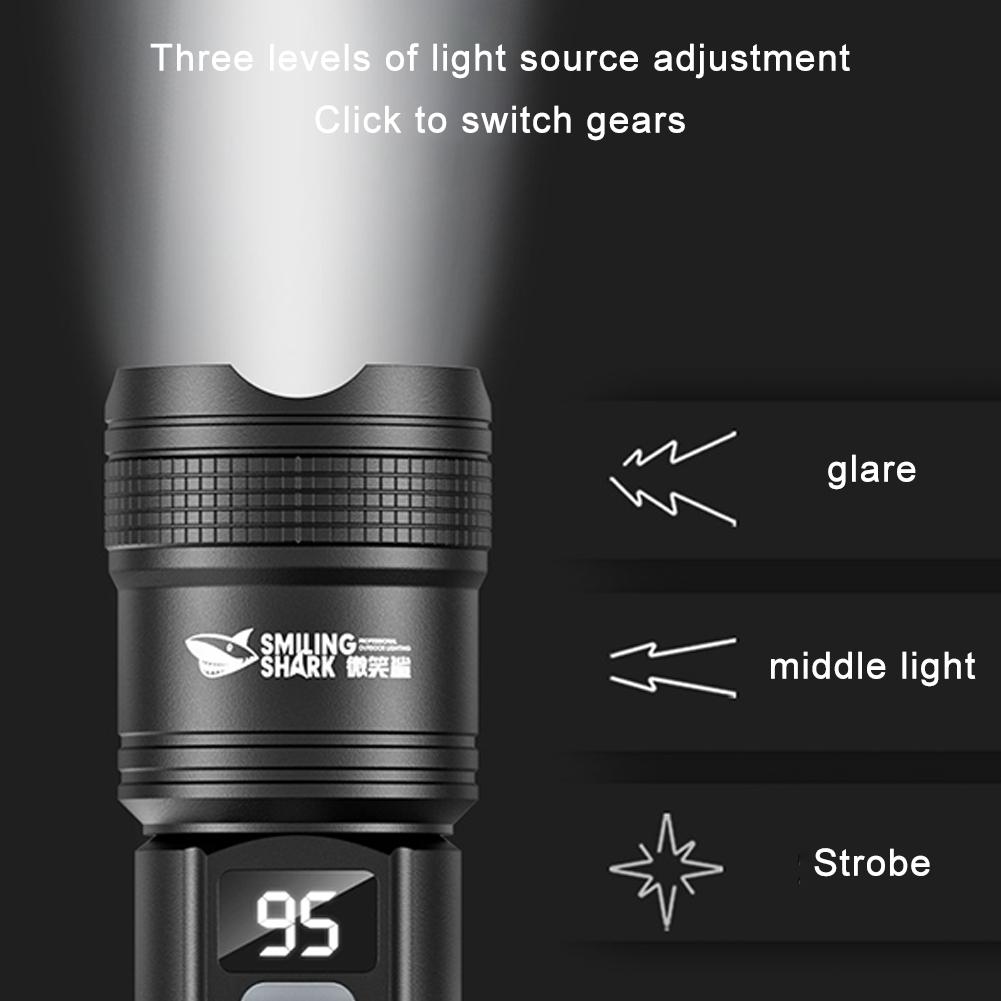 High Power Strong Light Long Range Flashlight 3 Gear Outdoor Bright High-lighted Super Flashlight Telescopic Torch Zoom J1J3