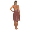 Womens Glittery Rhinestone Backless Dress Sheer Mesh Patchwork Design Mock Neck Lyrical Dance Leotard