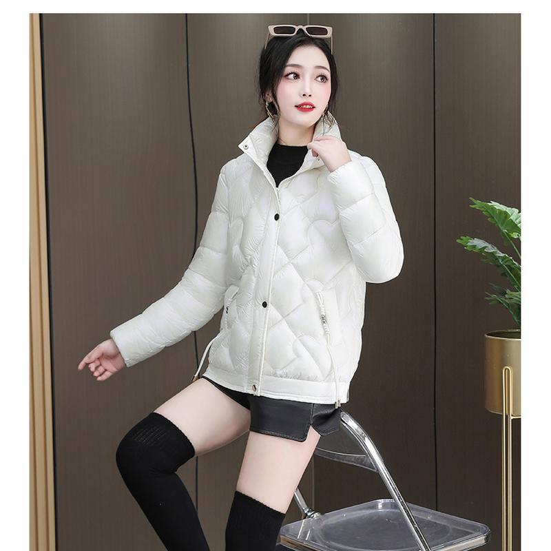 Моющаяся жемчужная глянцевая женская короткая хлопковая куртка, новая зимняя куртка со стоячим воротником, маленькая фигура, облегающая хлопковая куртка в западном стиле, куртка