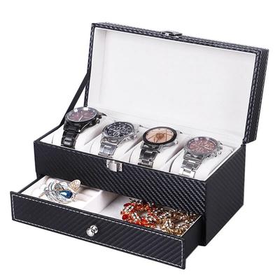 Классический роскошный двухслойный органайзер для часов, мужской черный чехол из искусственной кожи, держатель для часов, коробка для хранения кварцевых часов, подарочная шкатулка для ювелирных изделий