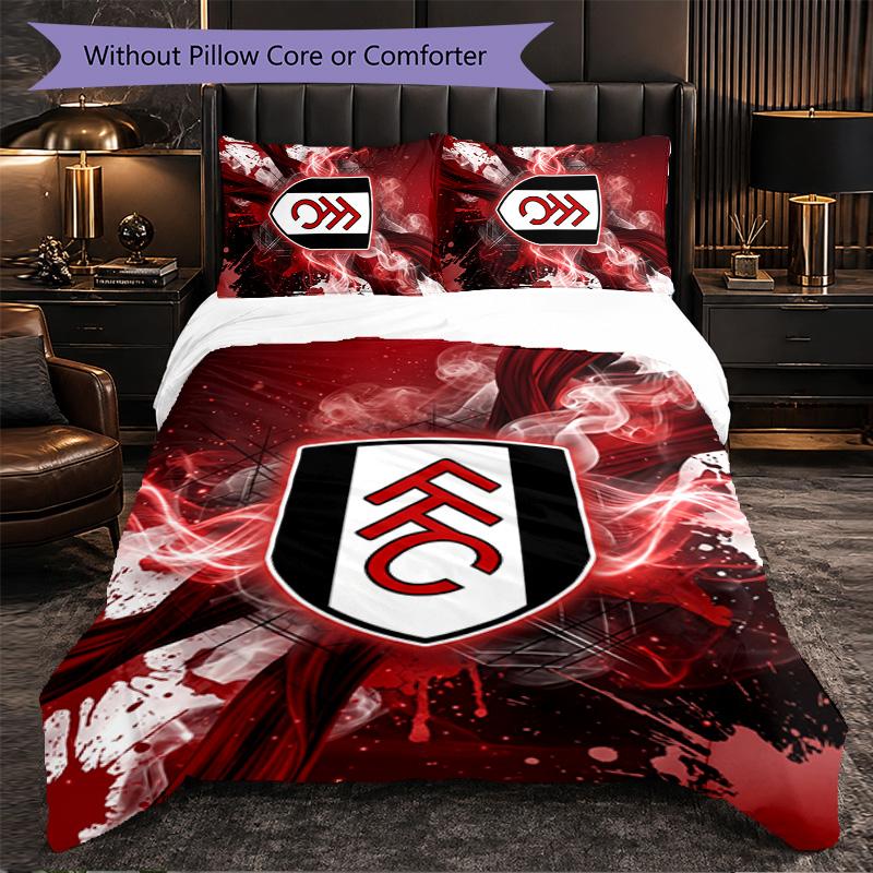 Fulham Football 3 Piece Bedding Set Soft Duvet Cover Set with Pillowcases Printed Bedroom Decor Set for Home