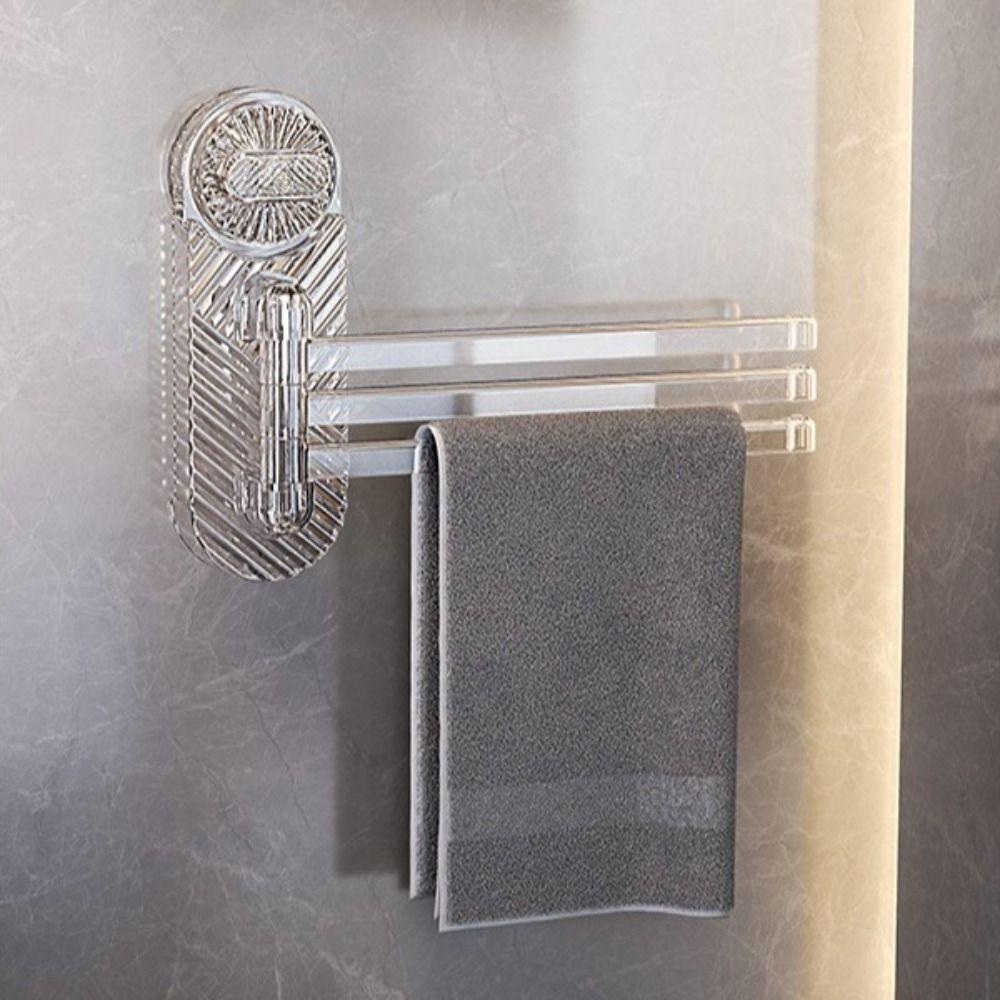 180°Rotating Suction Cup Towel Rack Multi-pole Toilet Towel Rod Clothes Hanger  for Kitchen