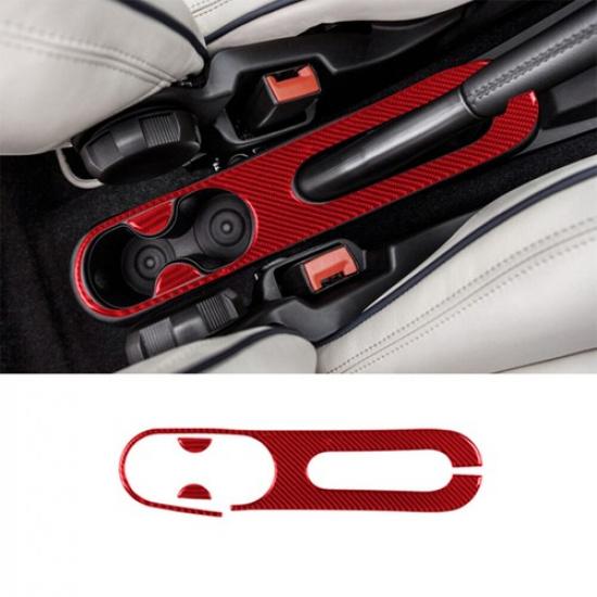 Red Carbon Fiber Interior Handbrake Console Cover Trim For 2012-15 Fiat 500