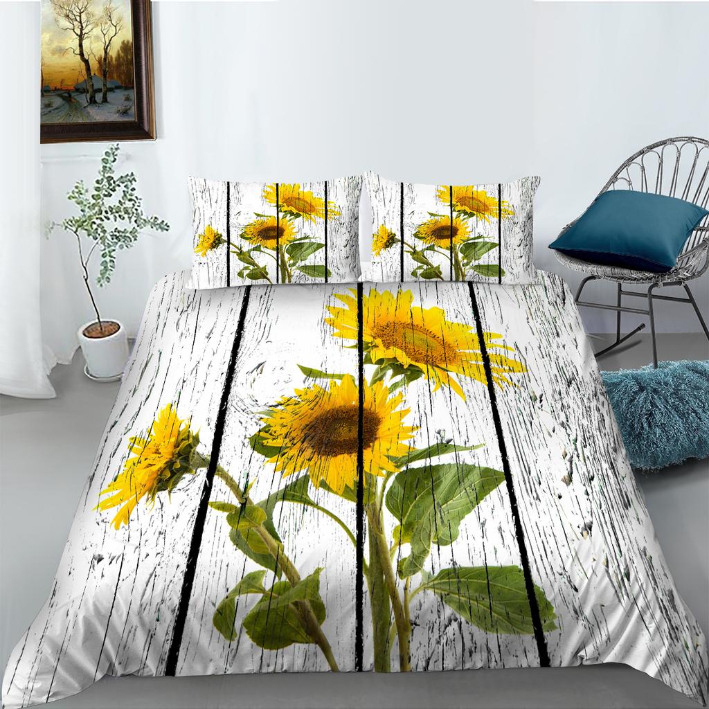 3D Flower Bedding Set King Queen Bed Duvet Cover Pillowcase 2/3pcs Women and Girls Duvet Cover Soft Quick Drying Home Textile