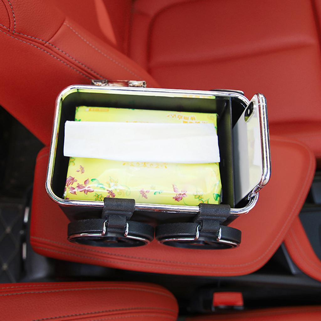 Car Armrest Storage Box Cup Holder Car Armrest Organizer Tissue Storage Box Holder Multifunctional Universal Car Box