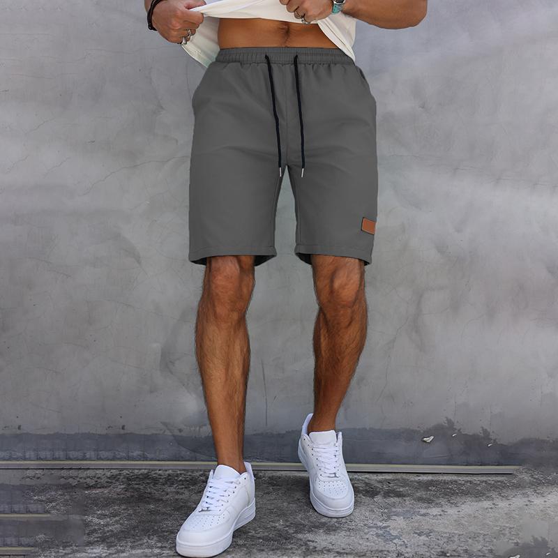 Мужские повседневные летние шорты, брюки-пять четвертей, классические однотонные кожаные шорты с завязками на липучке