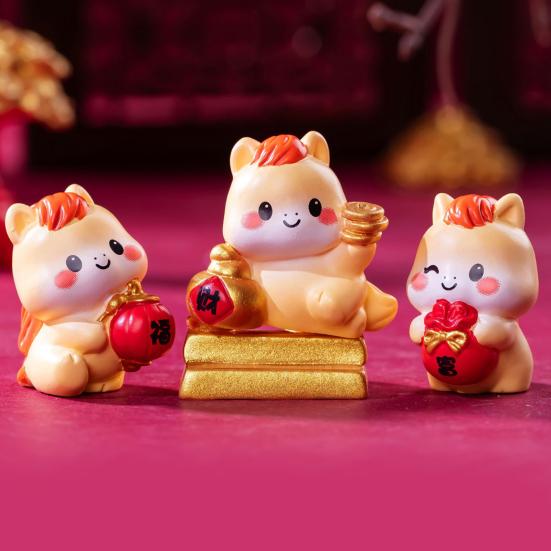 4 шт. Миниатюрная фигурка мультяшной лошади, приносящая удачу, миниатюрный пони