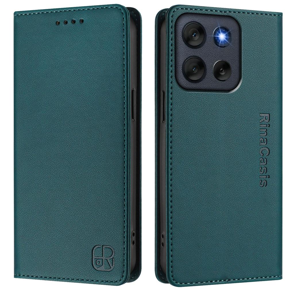 For Motorola Moto G56 5G Leather Case RINACASIS RC01 Phone Cover with RFID Blocking Wallet Stand