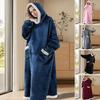 Wearable Blanket Hoodie for Adults Women Men Oversized Sherpa Fleece Sweatshirt Blanket Cozy Plush Flannel Nightgown with Pockets