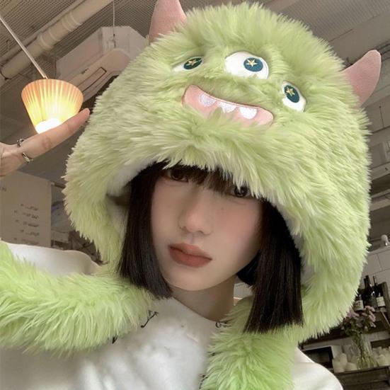 Забавная плюшевая шапка с мультяшным дизайном, супермягкая, ультра-толстая, приятная для кожи, ветрозащитная, очаровательная термоплюшевая шапка, головной убор