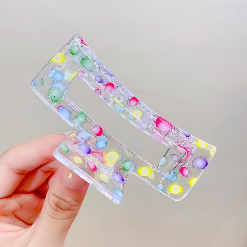 Новый женский принт с цветочным принтом, коготь для волос, прочный красочный пластиковый зажим для волос, большие размеры, зажимы для волос, шпилька в виде краба, аксессуары для волос, подарок для девочки