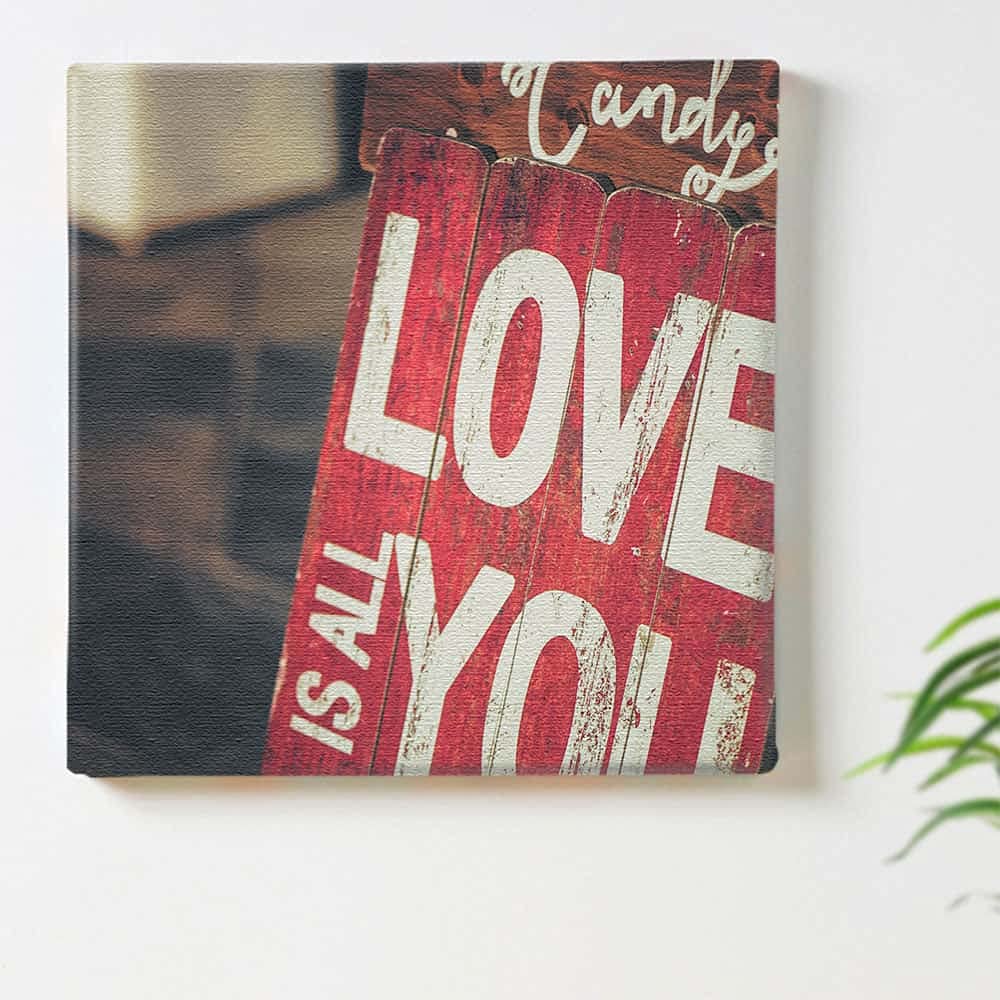 Street Landscape and Love Fabric Wall Art Panel, 57 x 57 cm, Made in Japan