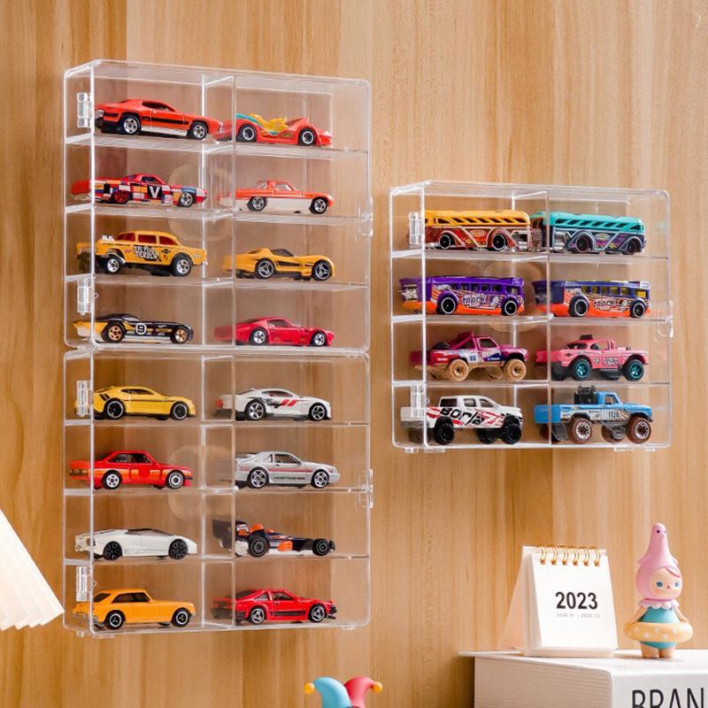 1:64 акриловых автомобильных витрин для игрушечных шкафов для моделей автомобилей, пылезащитная автомобильная непробиваемая клейкая настенная прозрачная витрина