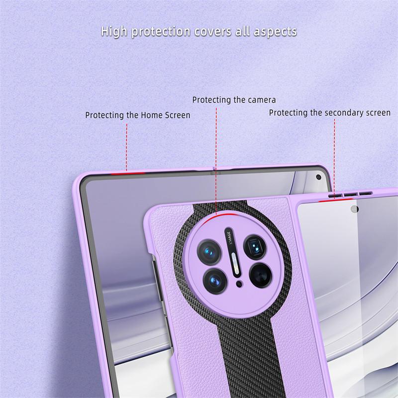 For Huawei Mate X5 / Mate X3 Case Wrist Strap Bracket Leather Strap With Tempered Film Folding Shockproof Cover