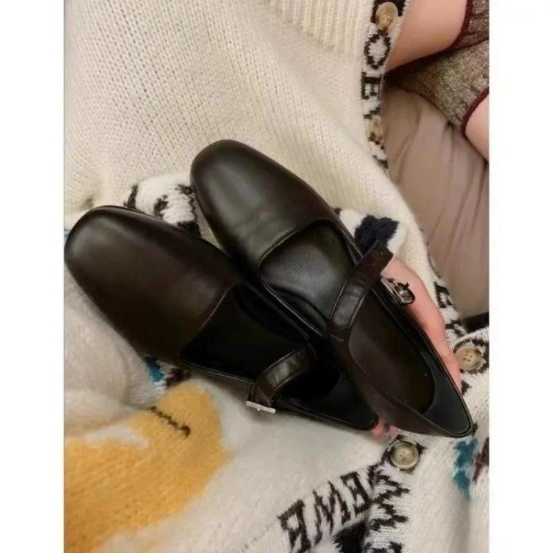 2024 весенне-осенняя дизайнерская женская обувь на плоской подошве, модные женские лоферы с пряжкой, женская элегантная обувь