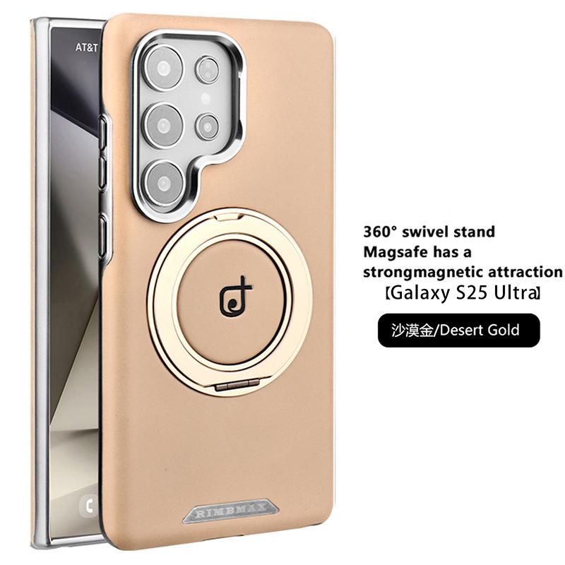 Для Samsung Galaxy S25 S24 S23 Plus Ultra Чехол Матовая Кожа Микрофибровая Подкладка 360° Вращение Металлическая Подставка Полностью Задняя Мягкая Крышка