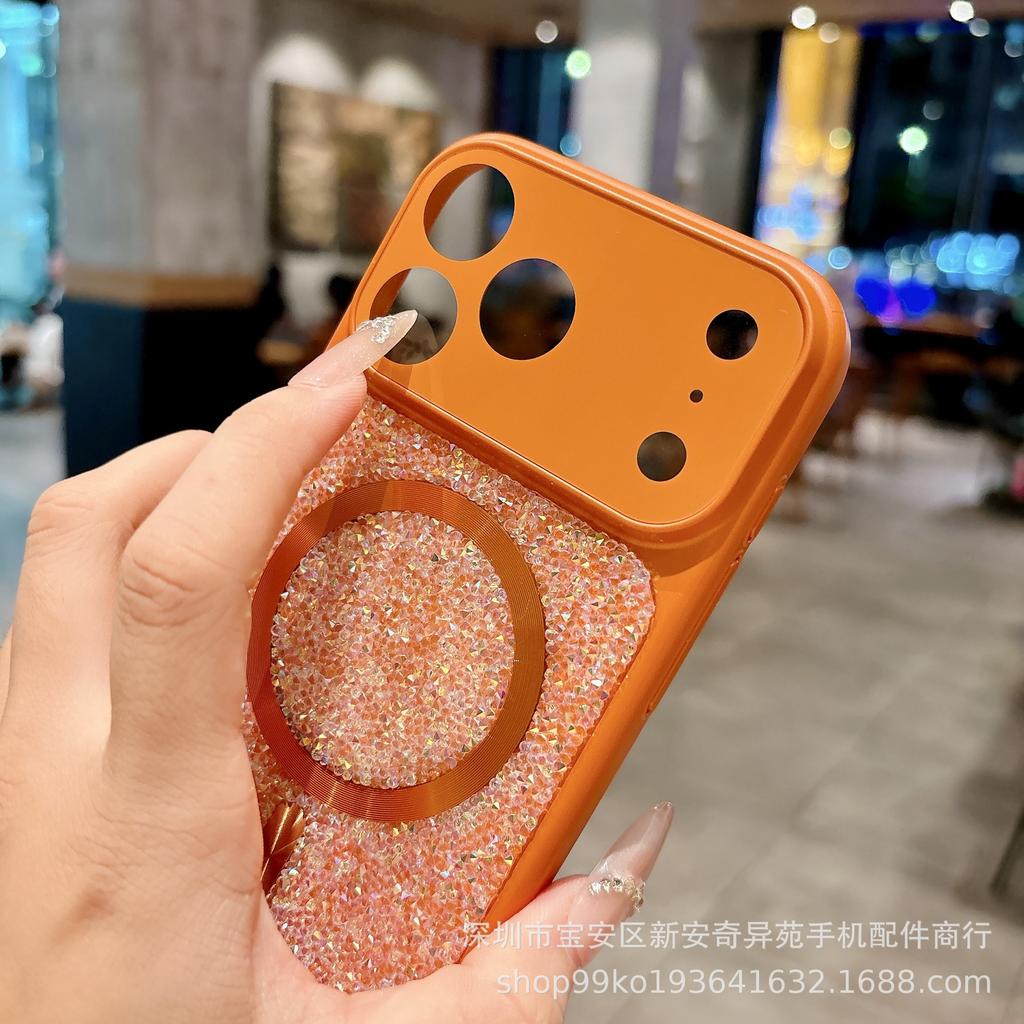 Новый защитный чехол со стразами и магнитом подходит для iPhone17Promax, легкая роскошь, вторая версия 17, европейский и американский чехол для мобильного телефона Apple
