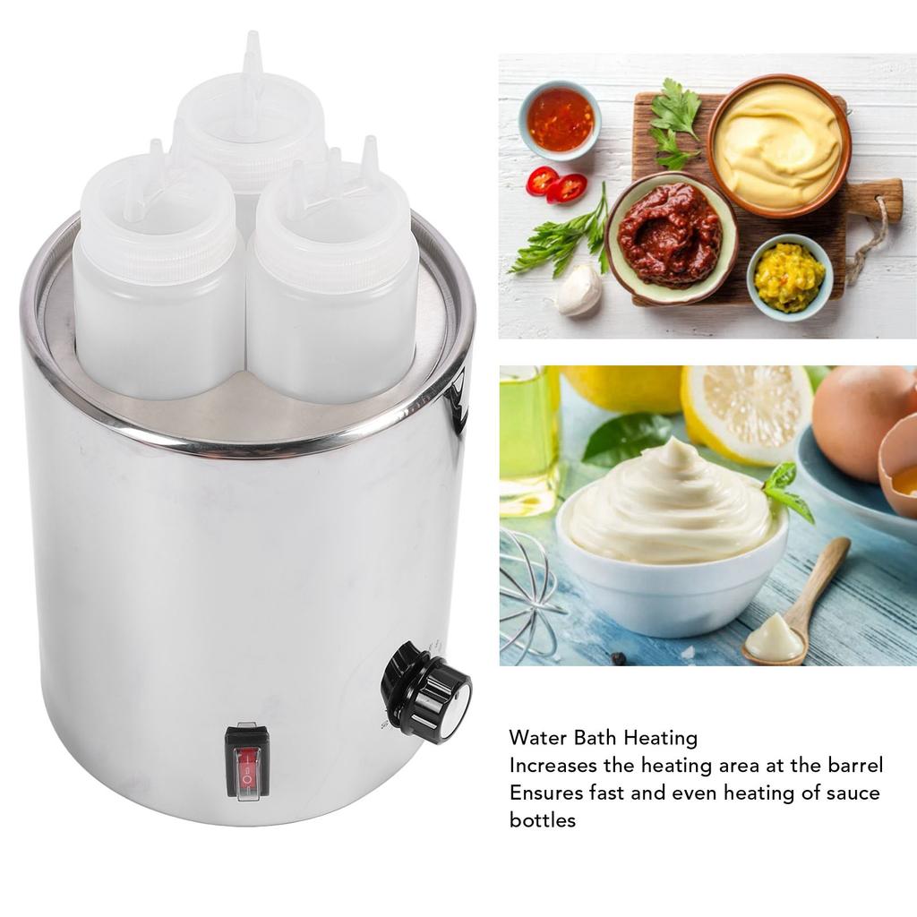 Электрический подогреватель соуса Нержавеющая сталь 30-100 градусов Цельсия Электрическая сырница Подогрев на толстой водяной бане для шоколада