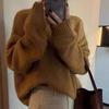 Women's Korean Style Loose Solid Color Knit Pullover - Autumn/Winter New Arrival