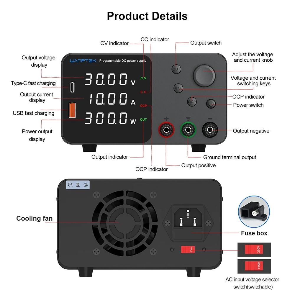 Светодиодный цифровой дисплей Регулируемый стабилизированный источник питания постоянного тока 30 В 10 А 60 В 5 А 120 В 3 А Лабораторное оборудование для золочения и ремонта