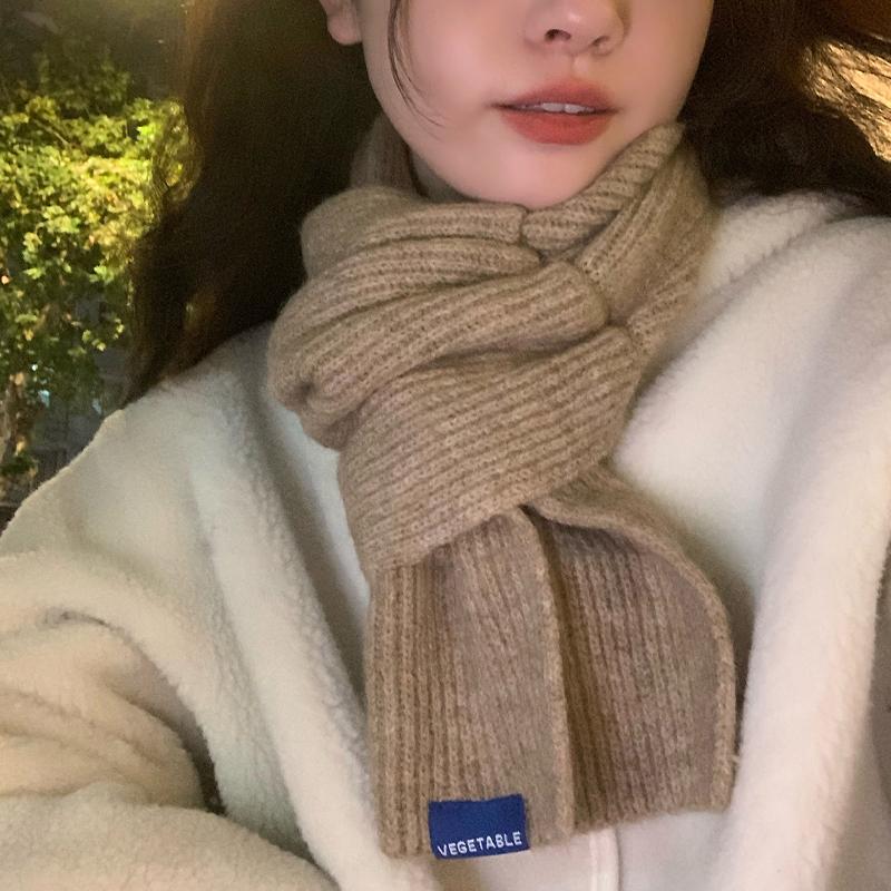 Короткий шарф-крест для женщин Зимний теплый шерстяной вязаный шарф Студенческий корейский стиль Парный стиль На все случаи жизни