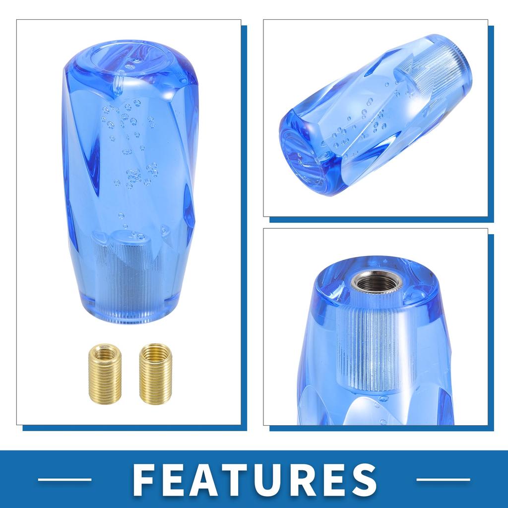 A ABSOPRO Universal Shift Knob 10cm Stick Shifter Lever Knob with 2 Adapters for Auto and Manual Vehicles Acrylic Blue