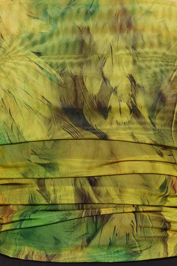 Women's Fashion New Blouse Multi-Color Patterned Tulle Blouse