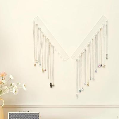 Настенный держатель для ожерелий, прозрачный акриловый стенд для ювелирных изделий, монтируемый органайзер с крючками