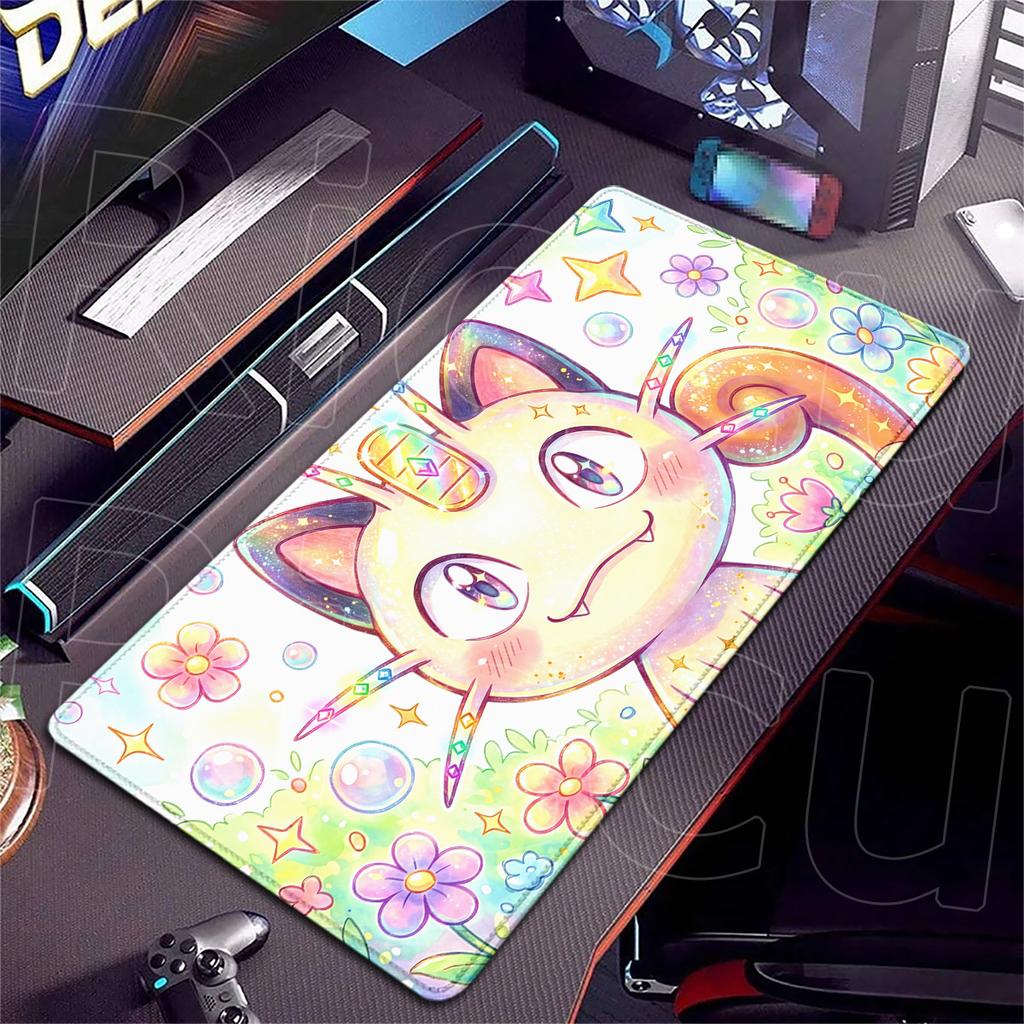 900x400mm Computer Gaming Mouse Pads PC Rubber Accessories Washable Anime Meowth Large Keyboard Mats Pokemon Locking Edge Carpet