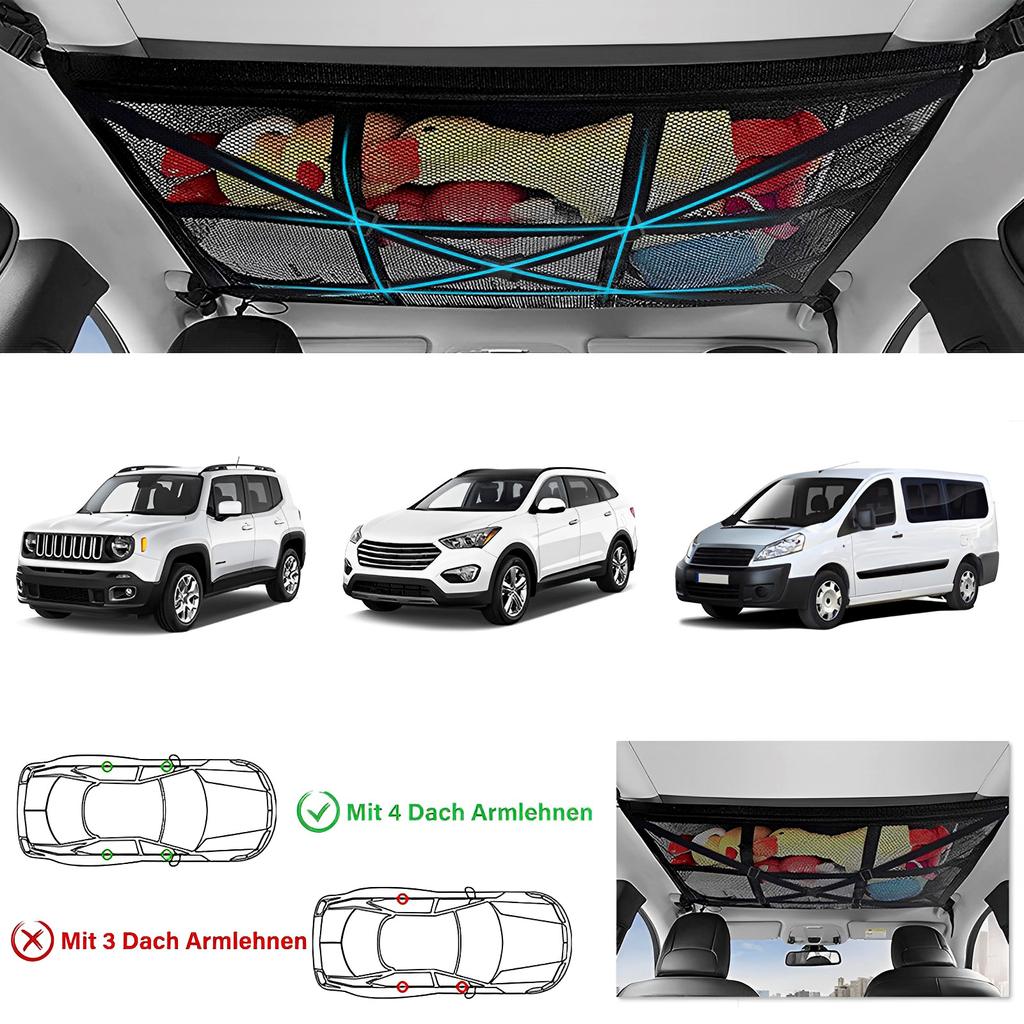 Car Ceiling Cargo Net ,SUV Trunk Storage Organizer Truck Netting for Cargo,Load Capacity Double-Layer Mesh Car Roof Camping