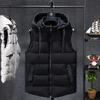 Sleeveless Jacket Down Vest Men's Thick Hooded Coats Cotton-Padded Work Waistcoat Gilet Homme Vest