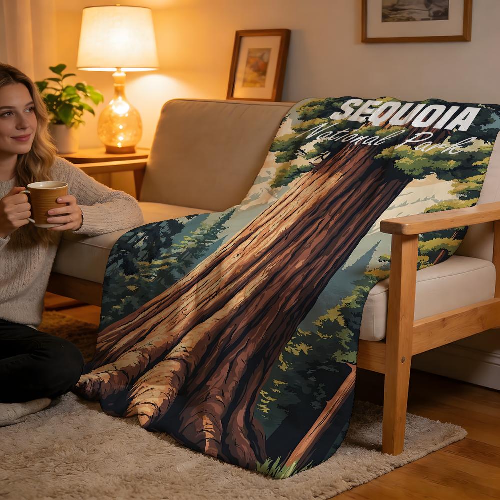 Sequoia National Park Throw High-Density Short Plush Blanket Soft For Sofa Air-Con Room.