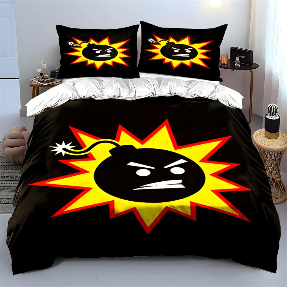 Angry bomb with explosion. Bedding sets Duvet cover sets Duvet covers Pillowcases(1*Duvet Cover 2*Pillowcases without duvet insert)