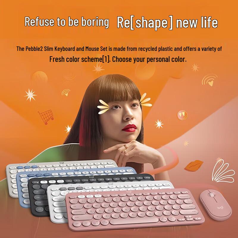 Logitech PEBBLE 2 COMBO Беспроводной Bluetooth Набор Клавиатура Мышь