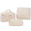 Women Quilted Makeup Bag Makeup Storage Bag with Clutch Bag & Pen Case Aesthetic Cosmetic Bag Cotton Cute Toiletry Bag