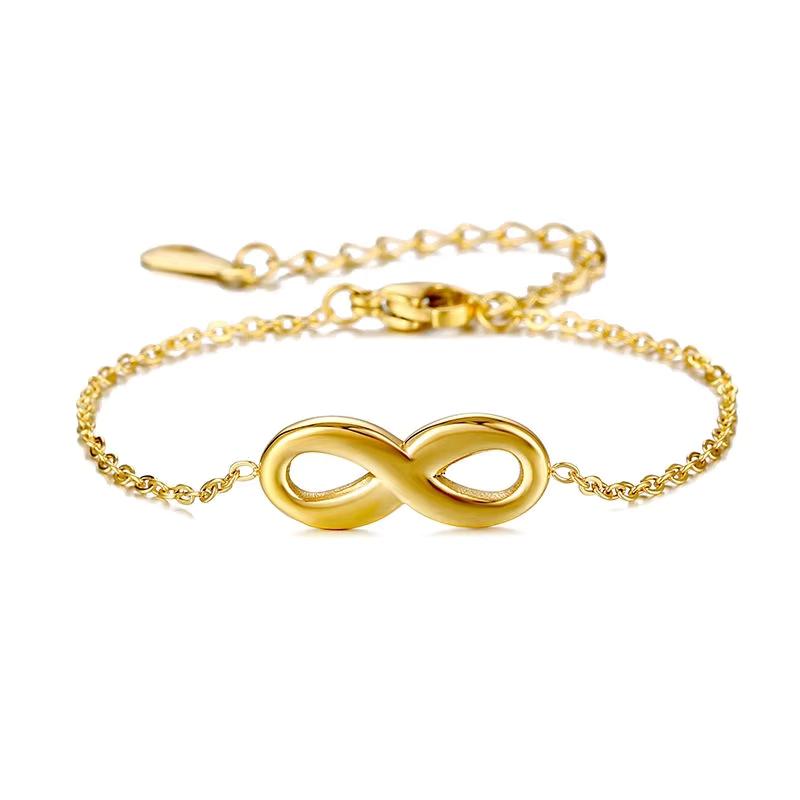 Custom PVD 18K Gold Plated Stainless Steel Chain Link Infinity Love Sign 8 Bracelet for Women Girls