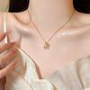 Stainless Steel Zircon Flower Necklace for Women Luxury Rhinestone Exquisite Elegent Sweet Clavicle Chain Y2K Jewelry No Fading