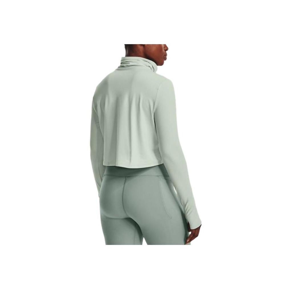 Under Armour Однотонная футболка с круглым вырезом и длинным рукавом, женские топы, зеленый цвет 1375417-592