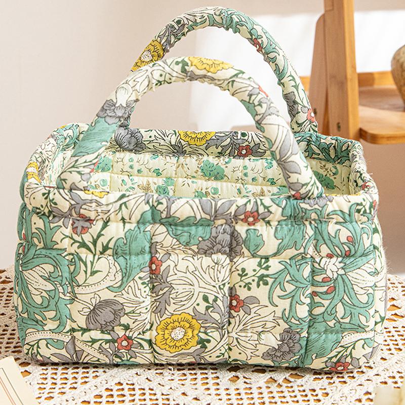 Floral Pattern Storage Basket Women Large Capacity Fabric Sweet Laundry Baskets With Easy Carry Handles Hampers Travel Tote Bag+