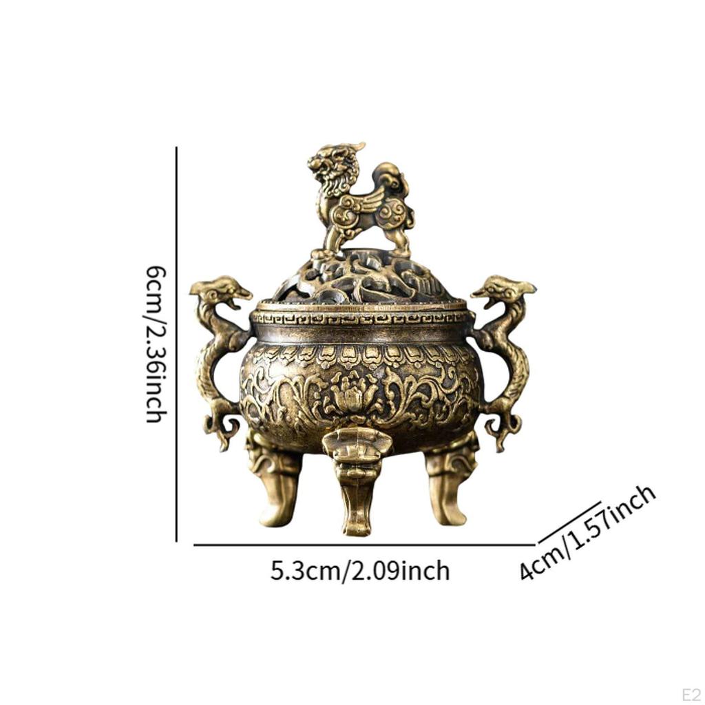 Incense Burner Ornament Crafts Decorative Desktop Decor Brass Retro Holder Tripod Censer for