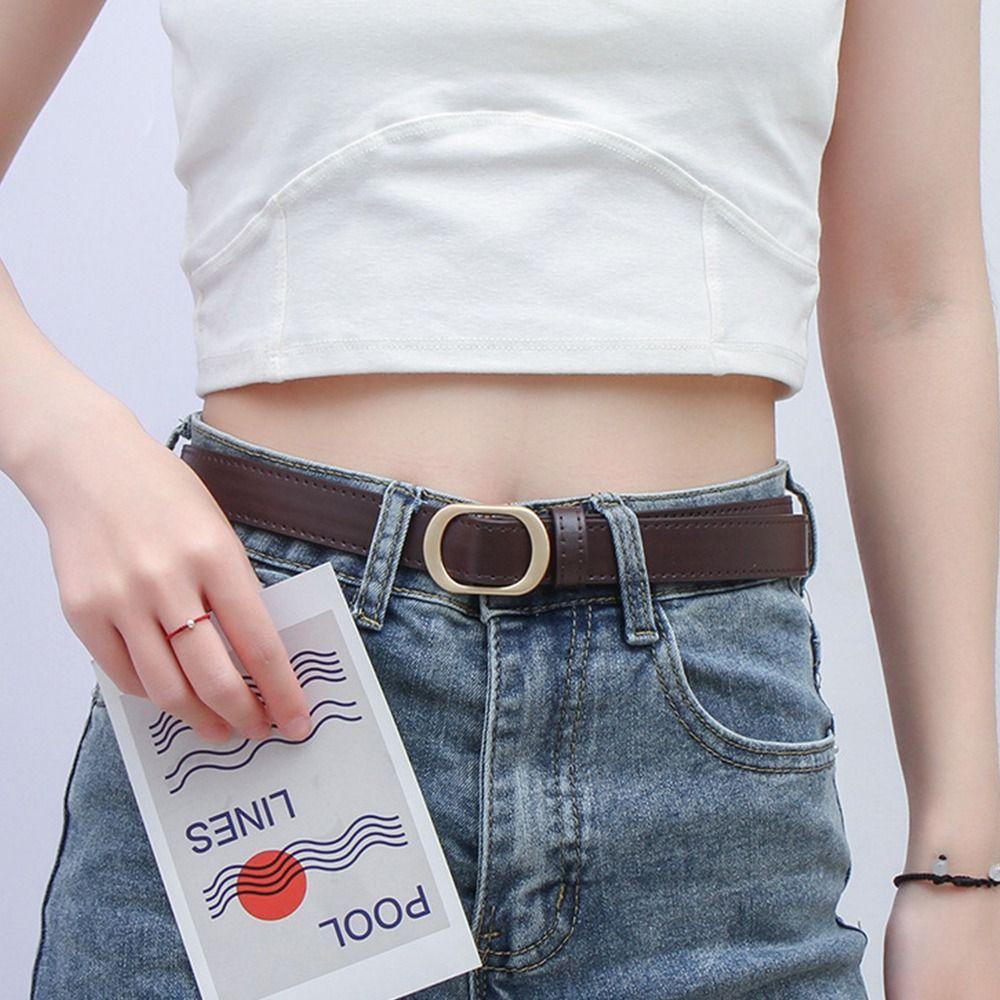 Versatile Leather Belt Casual Trouser Dress Belts Fashion Thin Waist Strap