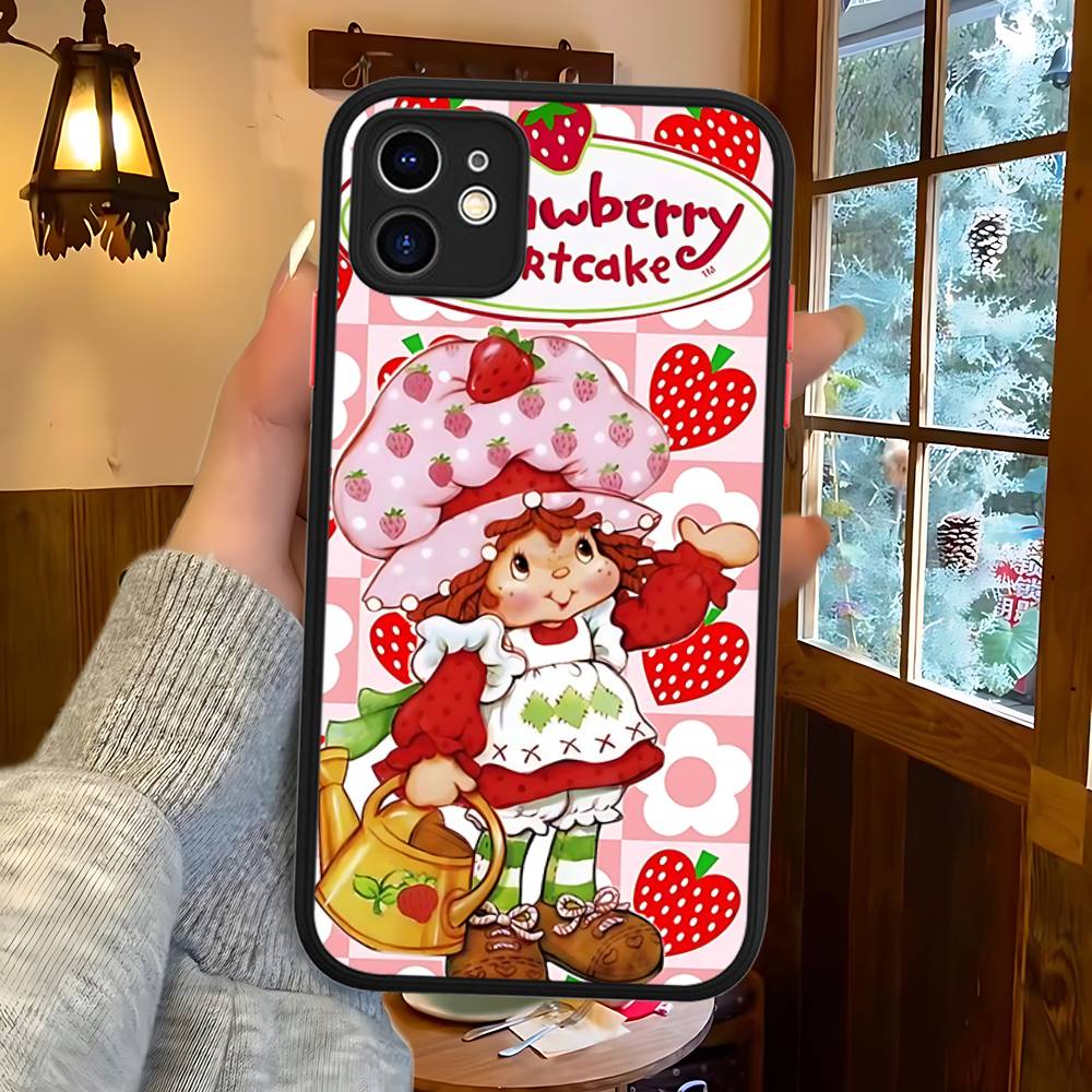 Girl Pink Strawberry S-Shortcake Phone Cases For IPhone 16 15 14 Plus 13 12 11 Pro Max Matte Oft Bumper Phone Cover