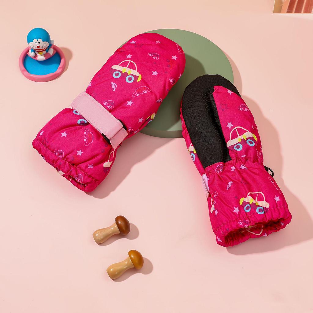 Fun Print Children's Ski Mittens - Waterproof, Windproof, Warm & Cute for Boys and Girls